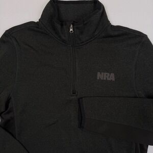 NRA National Rifle Association Mens Large Quarter Zip Pullover Gray Black Fleece